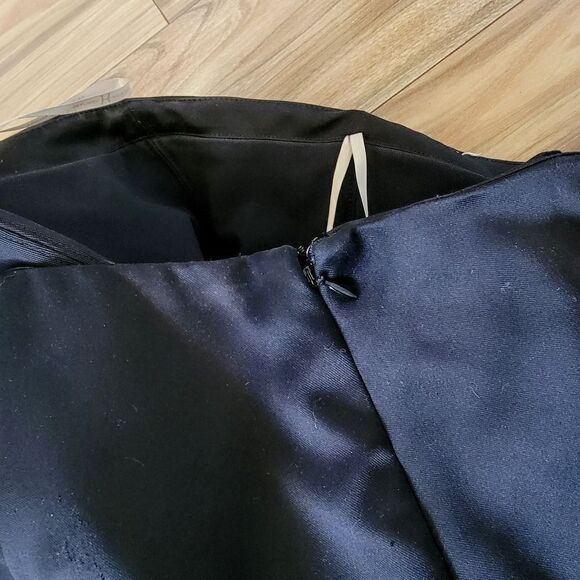 Haltston Heritage Satin Strapless Bow Front Cascading Cocktail Dress in Black - Picture 8 of 16